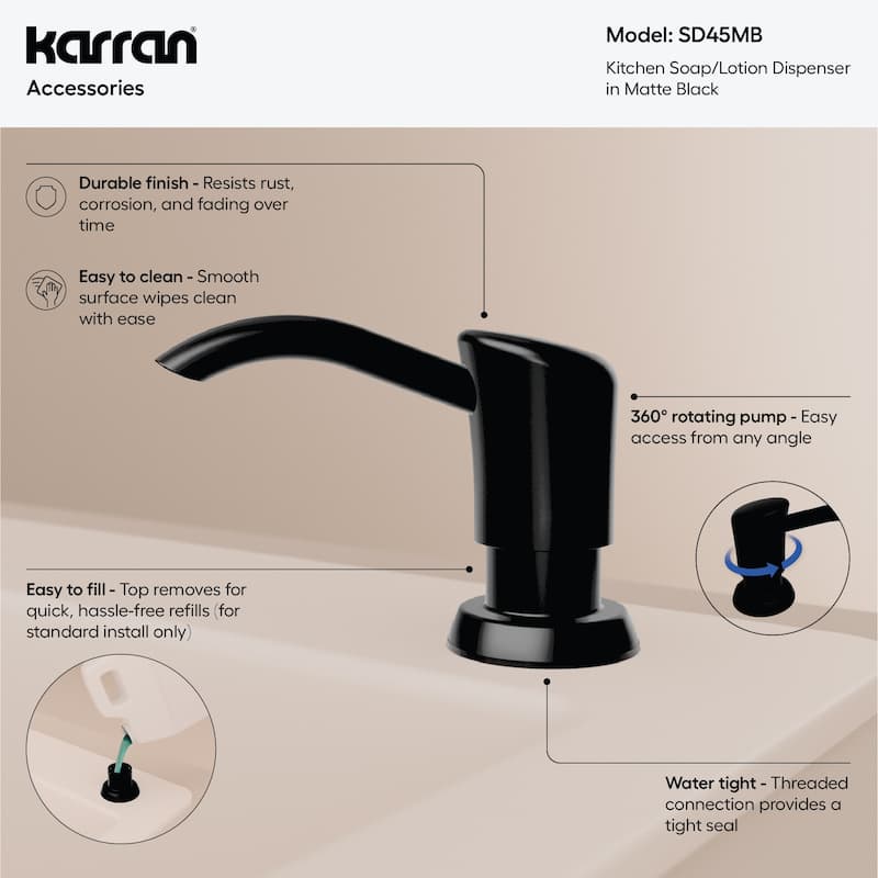 Karran SD45 Kitchen Soap/Lotion Dispenser