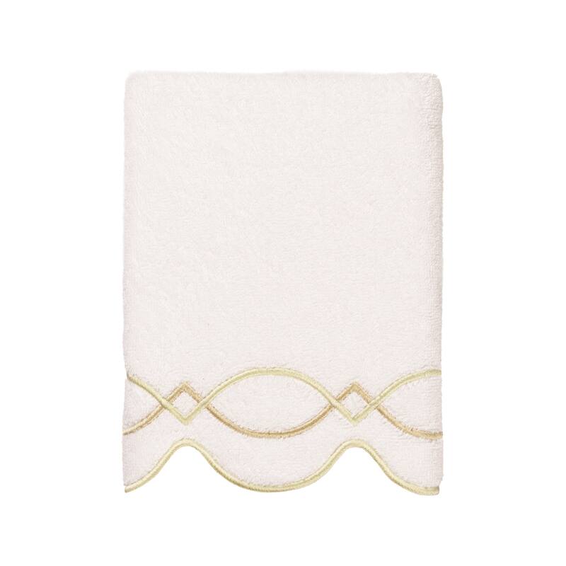 Authentic Hotel and Spa 100% Turkish Cotton DIAMOND CHAIN Scallop Embellished Towel Collection
