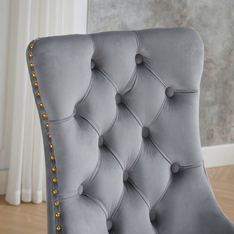 Furniture, Nikki Collection Modern, High-end Tufted Solid Wood Contemporary Velvet Upholstered Dining Chair