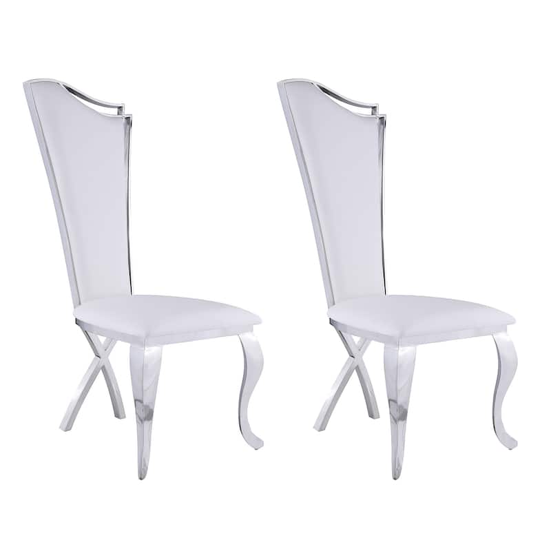 Somette Nikki Contemporary Tall-Back Upholstered Side Chair, Set of 2 - White
