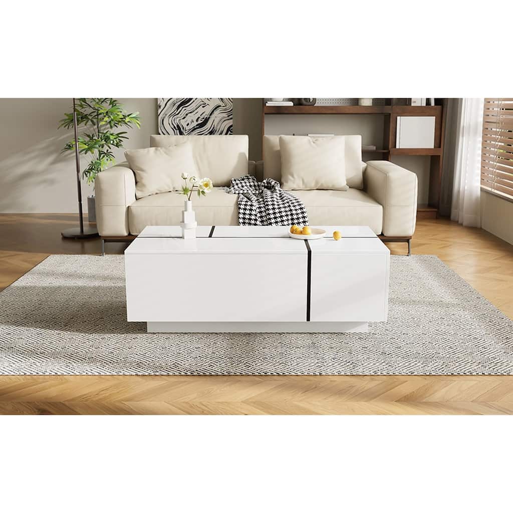 Extendable Coffee Table with High-Gloss Finish