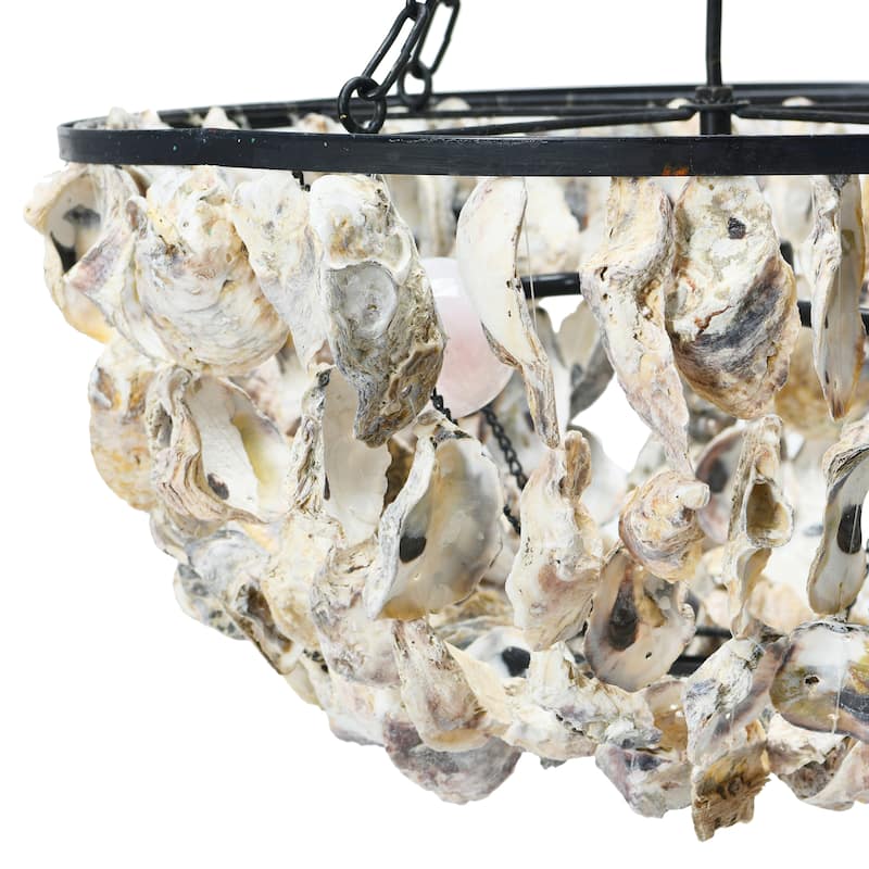 Metal and Draped Oyster Shell Chandelier