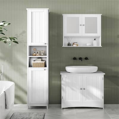 Tall Bathroom Cabinet with Lights - 11.8"D x 11.8"W x 66.9"H
