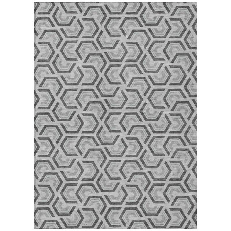 Machine Washable Indoor/ Outdoor Modern Zoa Chantille Rug