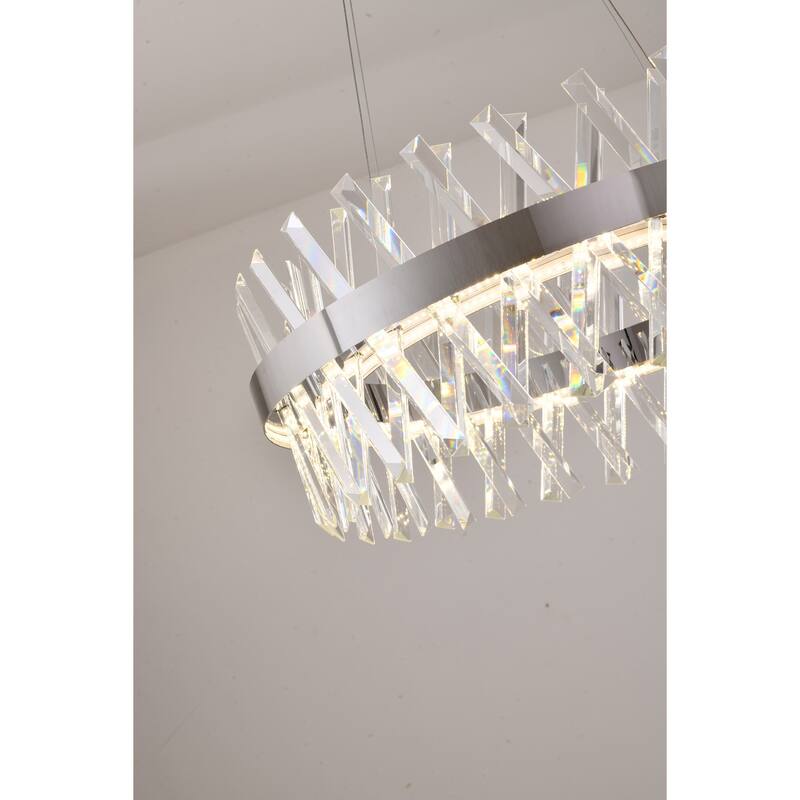 Chrome Chandelier Dimmable 59" Adjustable Hanging Light Baroque Crystal Fixture 26" Diameter - 10