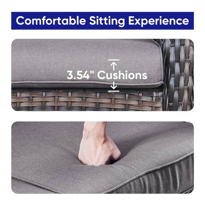 Gymojoy Patio Rattan Loveseat Sofa Outdoor Wicker Loveseat