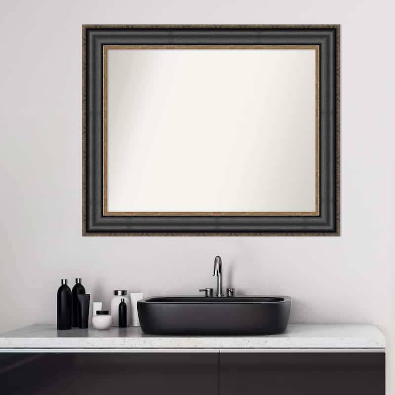 Non-Beveled Bathroom Wall Mirror - Thomas Black Bronze Frame