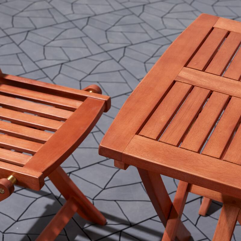 Lucius Reddish Brown Folding Bistro Table and Chair Dining Set