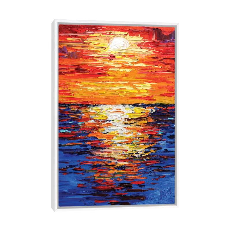 iCanvas "Orange Sunset" by Nataly Mak Framed Canvas Print - White - 48x32