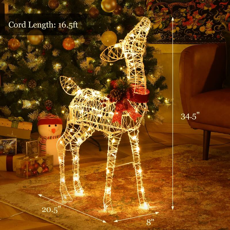 Costway 2 Pieces Lighted Christmas Reindeers Christmas Decoration - See Details