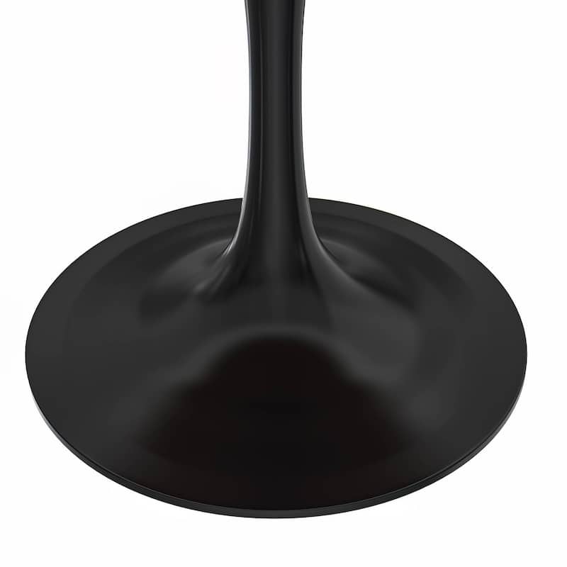 LeisureMod Verve 36" Round Dining Table with MDF Wood TableTop and Black Steel Base for Kitchen & Dining Room
