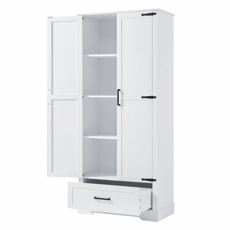 Tall Bathroom Storage Cabinet with Two Doors, One Drawer