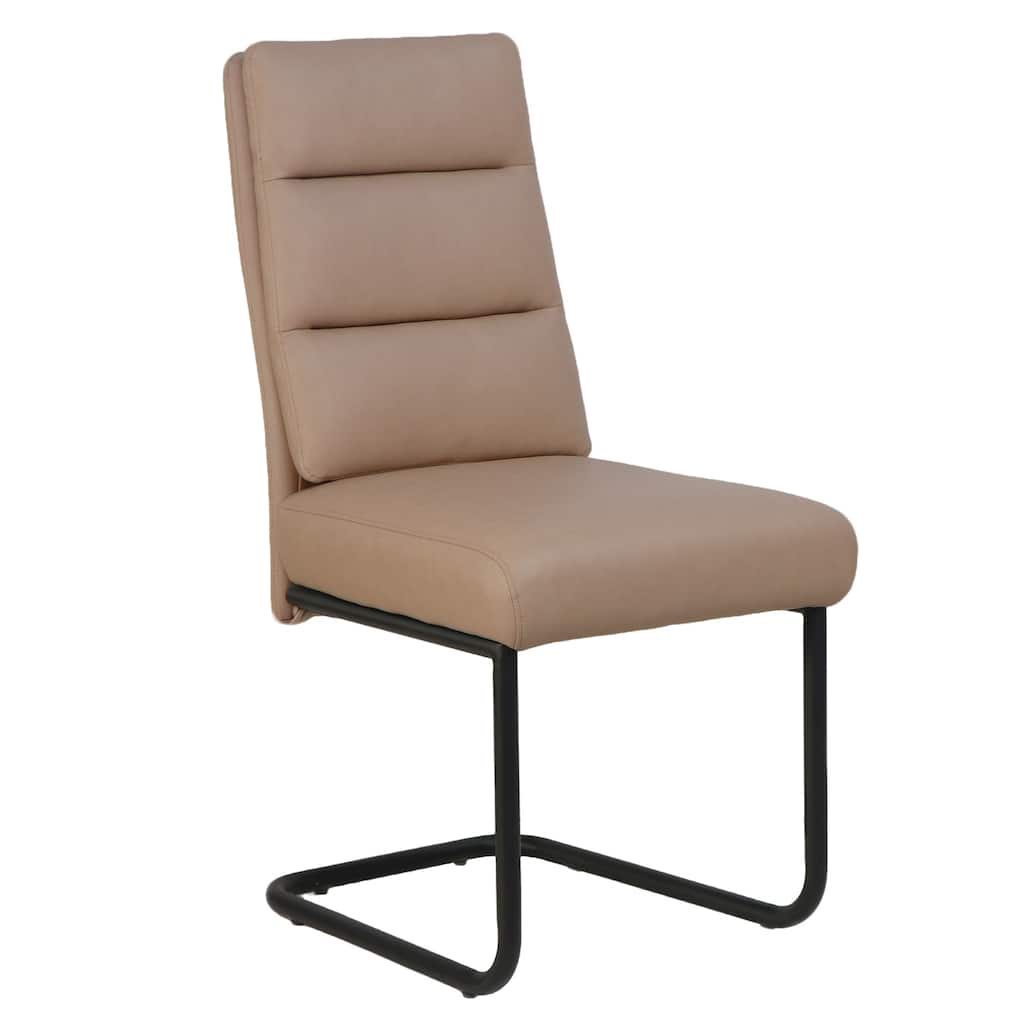 Modern Faux Leather and Metal Dining Chair, Set of 2