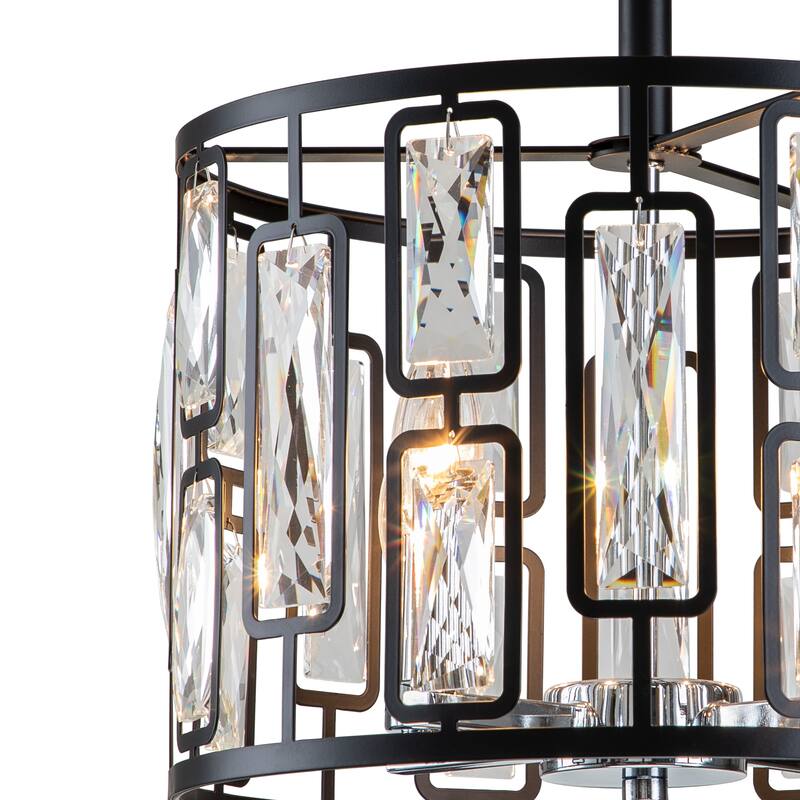 C Cattleya 4-Light Crystal Semi Flush Mount Ceiling Light Fixture - W13.5"xL13.5"xH13.75"