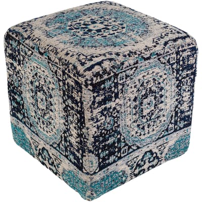 Fremont Traditional Oriental Navy Pouf