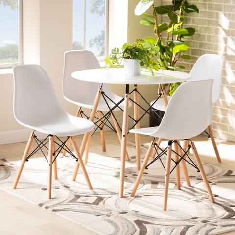 Jaspen Modern and Contemporary Plastic and Wood Dining Set (5pc)