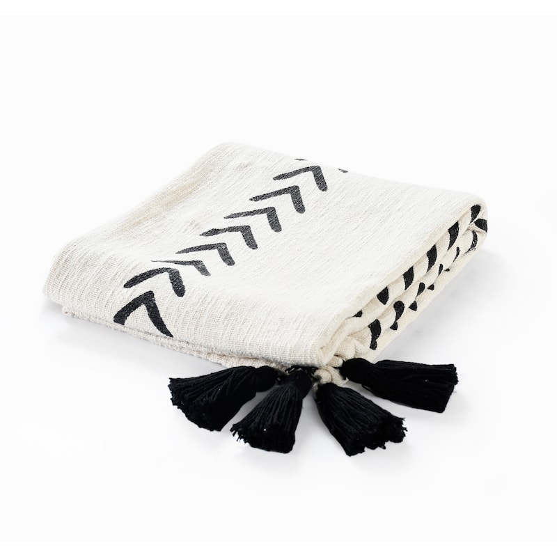 Sevita Modern Boho Basic Chevron Cotton Throw Blanket