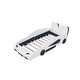 preview thumbnail 5 of 10, Twin Size Race Car-Shaped Platform Bed with Wheels, Fun and Sturdy Design for Young Racing Fans, Safety Features Included, White