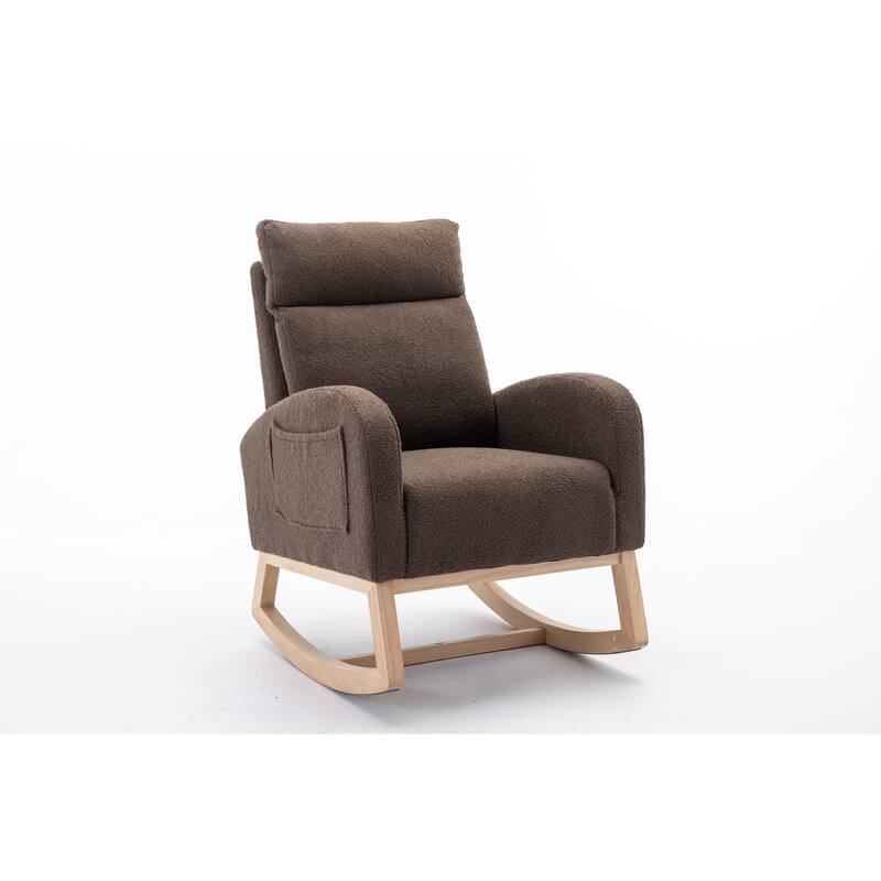 Teddy Fabric Rocking Chair With Right Pocket
