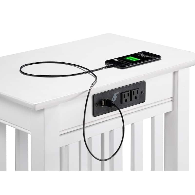 Side Table with USB Charger - HomeStock Accent Table for Couch & Chair - Modern Living Room Table - 14