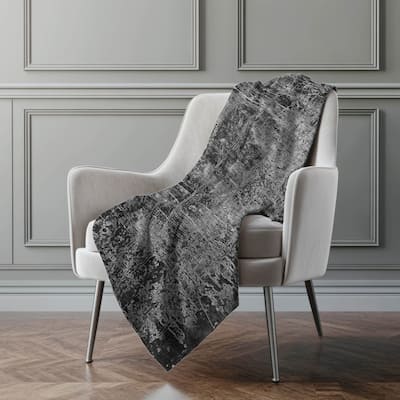 Premium Machine Washable Solid Imprints Sherpa Throw Blanket