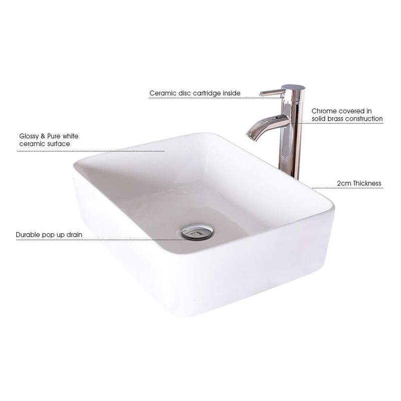 Eclife Modern Bathroom Sink Tempered Glass & Ceramic Artisan Basin for Vanity