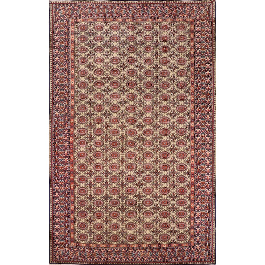 All-Over Anatolian Turkish Vintage Area Rug Handmade Wool Carpet - 6'8" X 9'9"