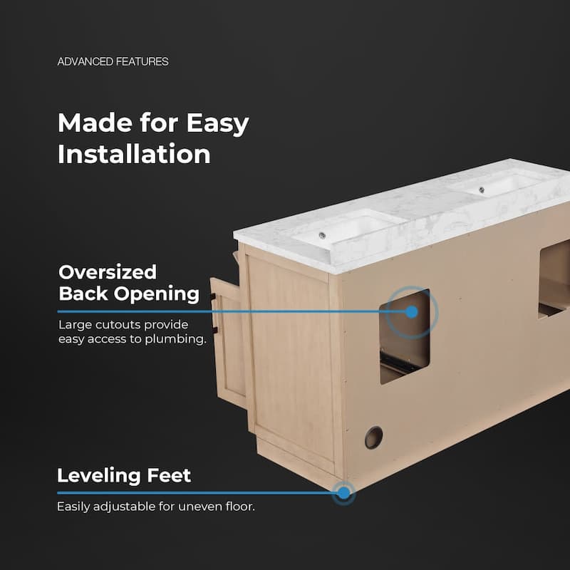 Ove Decors 15VVA-ALO260 Athea 60" Free Standing Double Basin Vanity