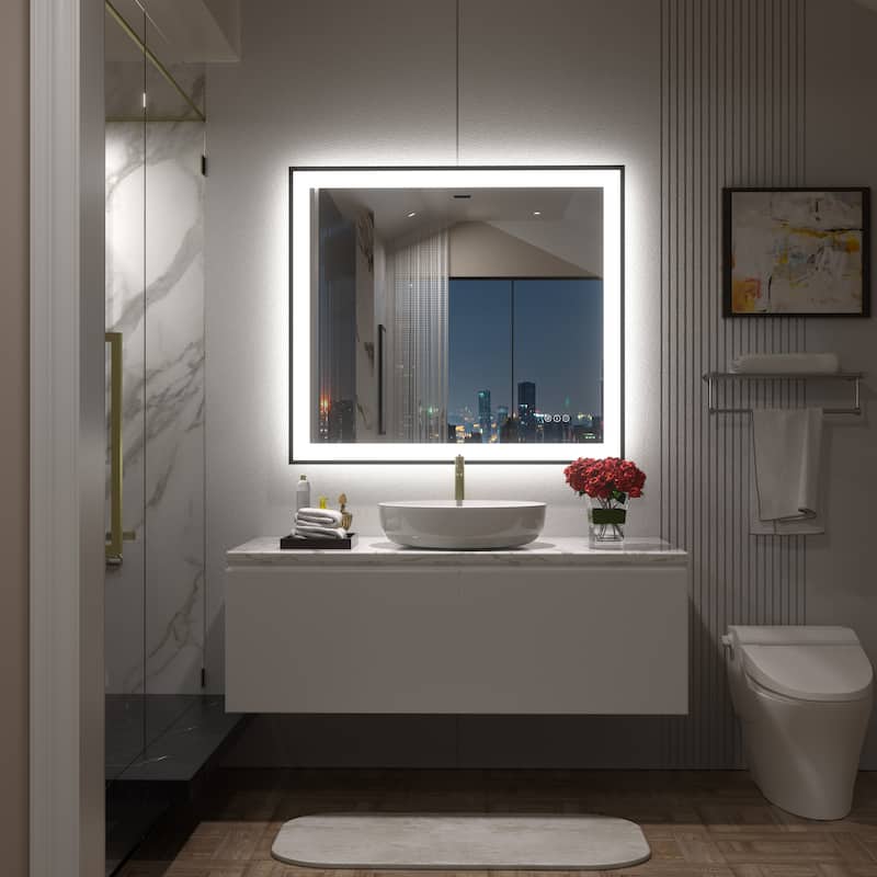 Front & Back LED Anti-Fog Tempered Glass Framed Bathroom/Vanity Mirror 3-Year Warranty