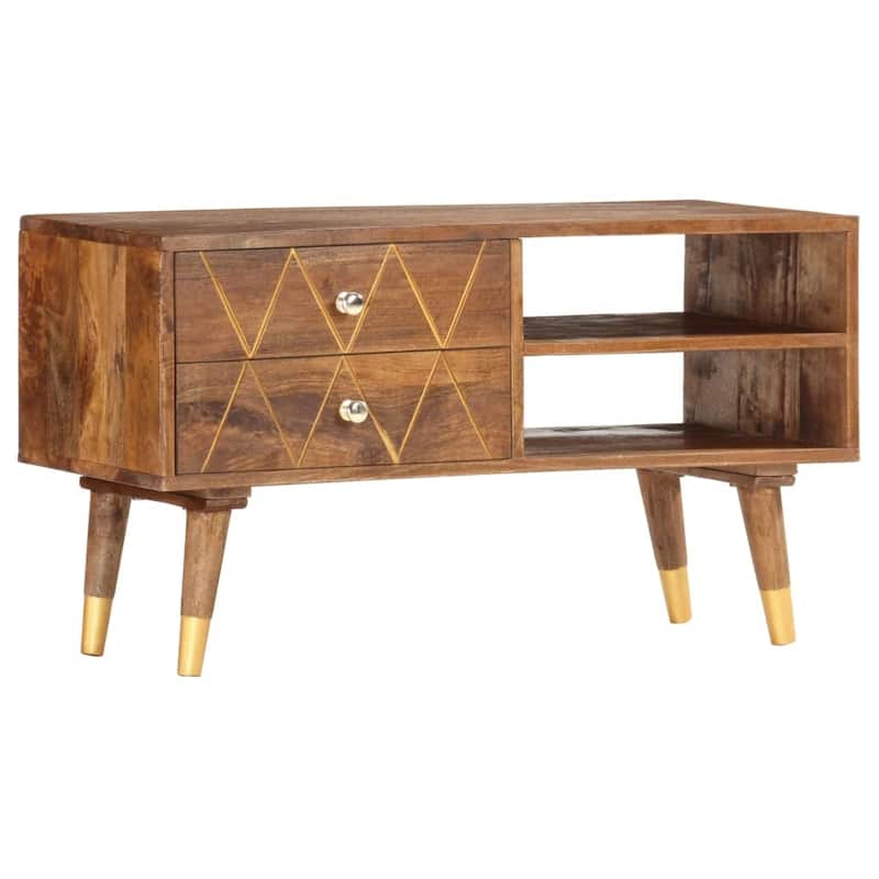 vidaXL TV Stand 33.5"x13.8"x18.5" Solid Wood Mango