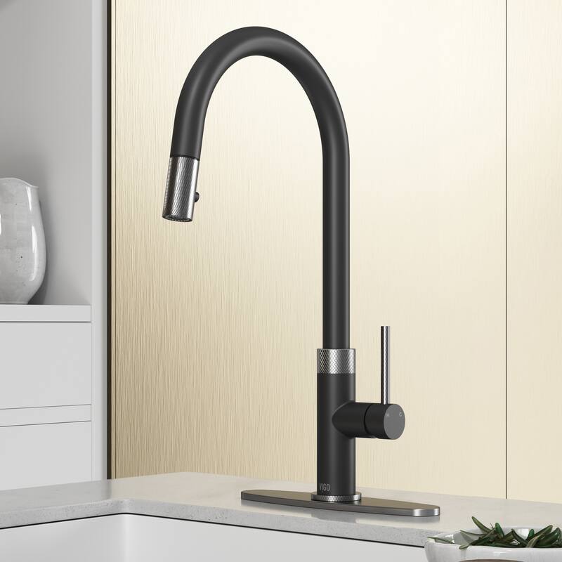 VIGO Bristol 19" H Single Handle Pull-Down Sprayer Kitchen Faucet