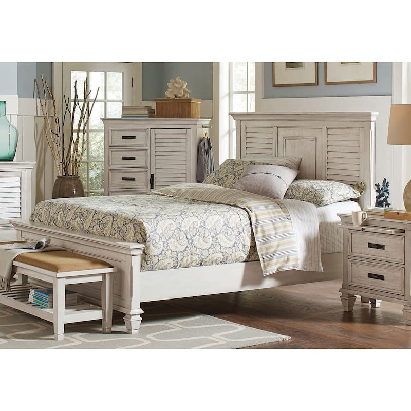 Franco Farmhouse Wood Panel Bed with Turned Leg