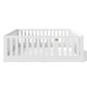 preview thumbnail 31 of 37, Queen Size Montessori Floor Bed with Door & High Fence, Solid Wood Low-Profile Sleep and Play Bed Frame