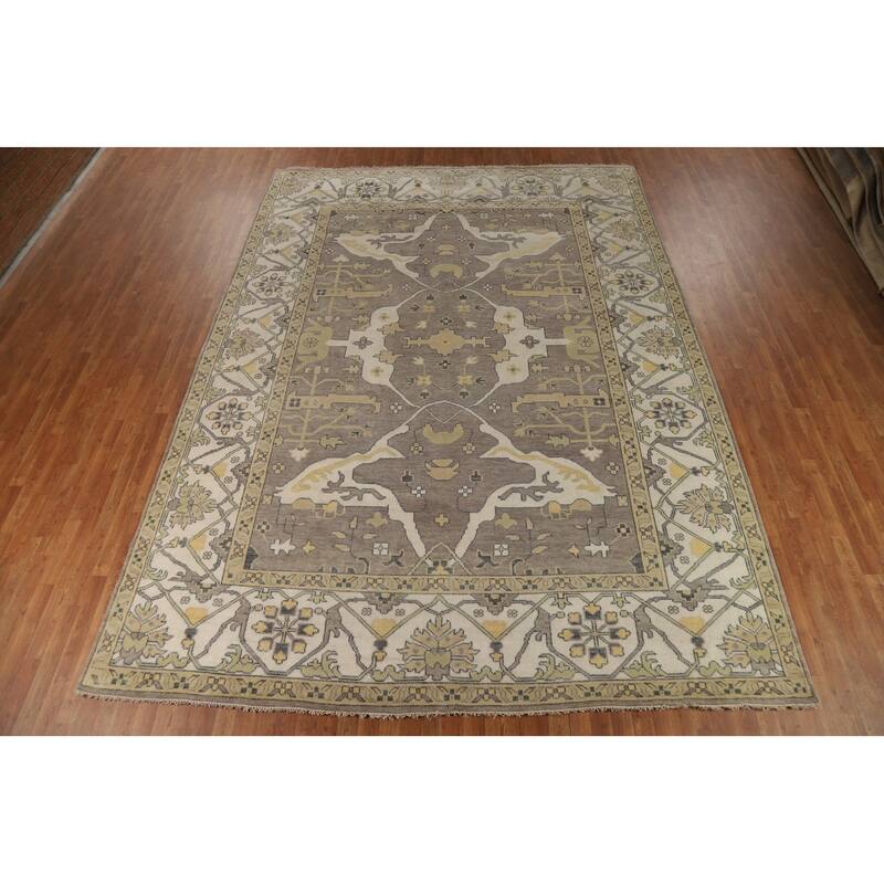 Oushak Indian Large Rug Hand-Knotted Wool Carpet - 10'0"x 13'8"