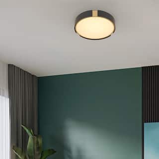 Ember 13" Matte Black Brass LED Flush Mount Ceiling Light