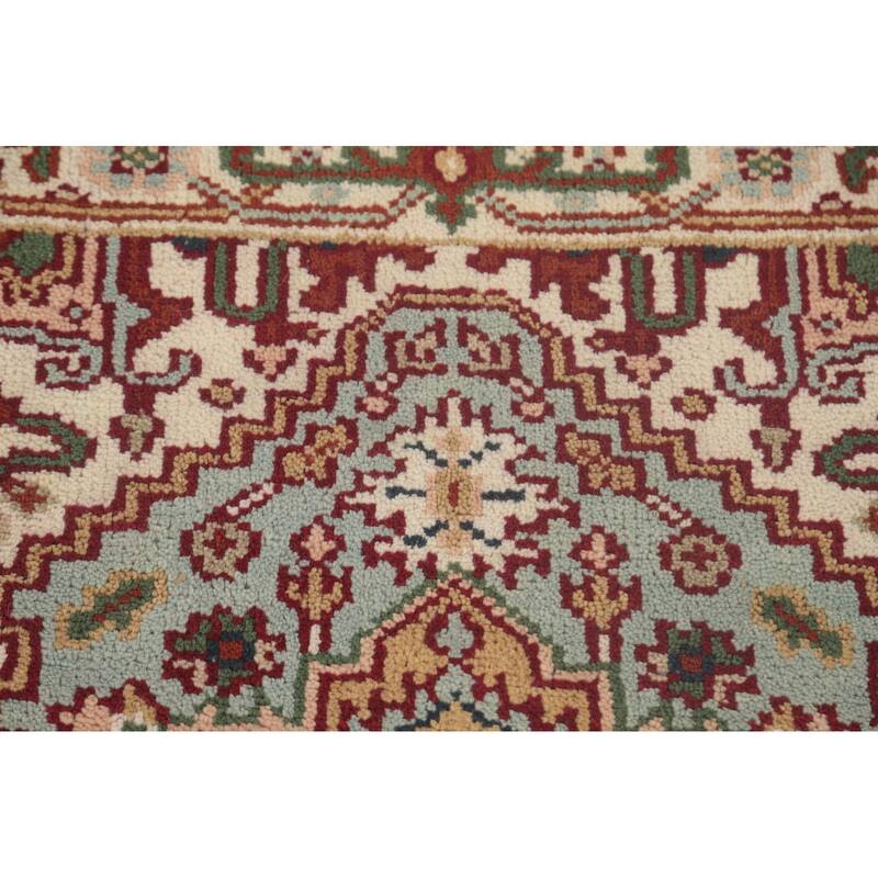 Geometric Heriz Serapi Runner Rug Handmade Blue Wool Carpet - 2'6"x 9'9"