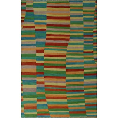 Hand-Woven Winchester Kilim Sabroo Rust/Blue Rug - 6'5" x 9'7"
