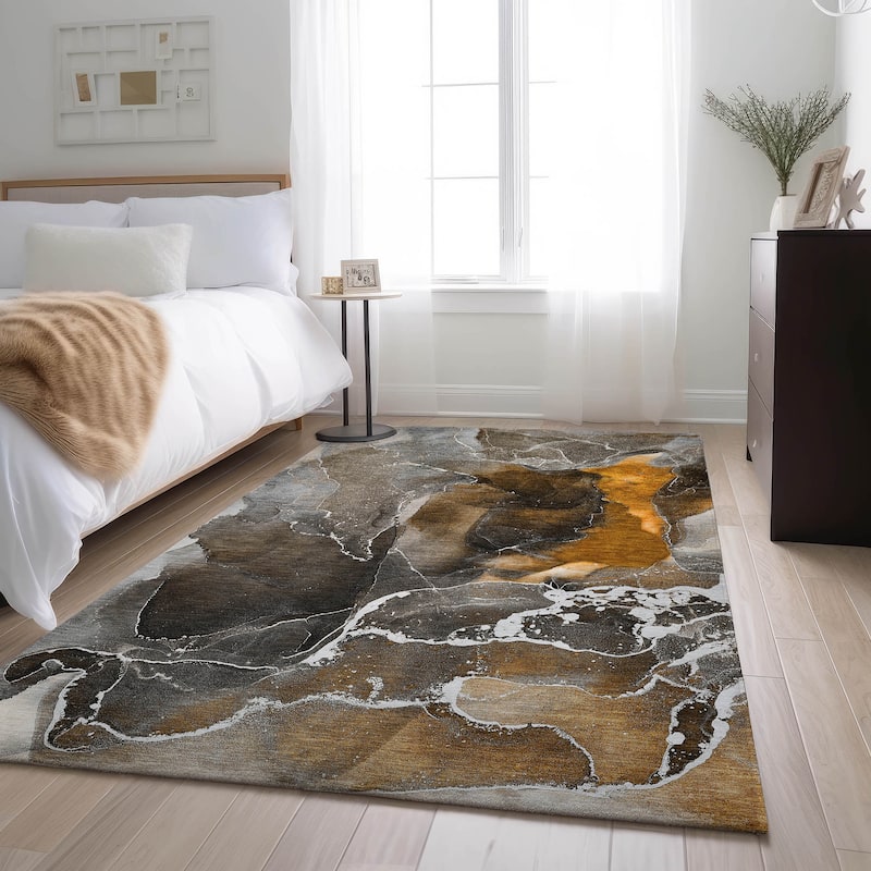 Premium Washable Super Soft Abstract Contemporary Mayfield Rug - Brown - 8' x 10' - Rectangle