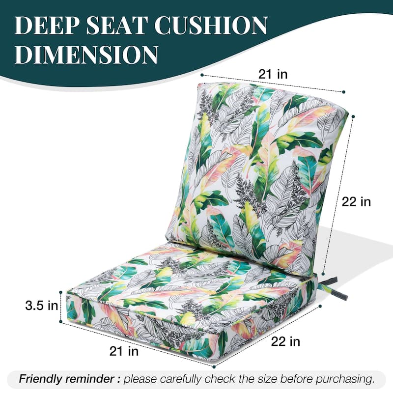22 x 21 in Patio Premium fabric Outdoor Seat Cushions Set (Seat & Back)