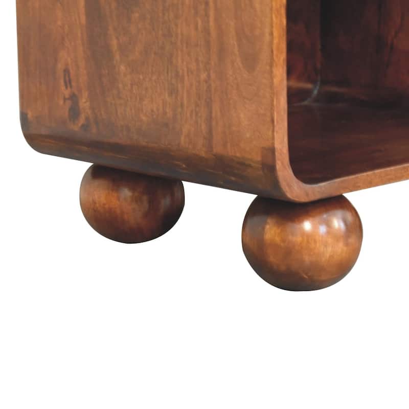 Artisan Furniture Solid Wood Chestnut Open Woven Bedside, Unique desgin, Brown with One Drawer