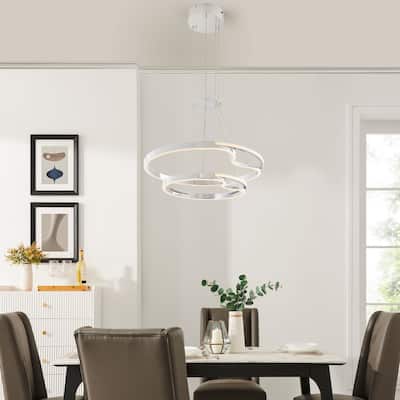 Minsk Double Round Color Changing Integrated LED Chrome Chandelier