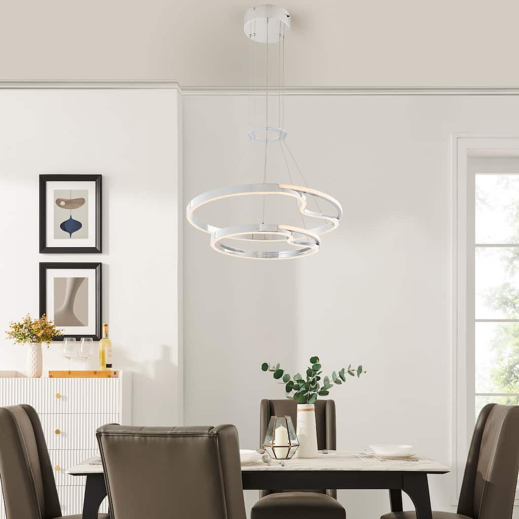 Minsk Double Round Color Changing Integrated LED Chrome Chandelier