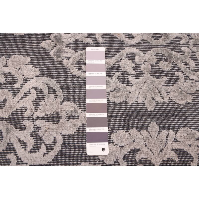 ECARPETGALLERY Hand Loomed Elysian Grey Viscose, Wool Rug - 9'9 x 11'3