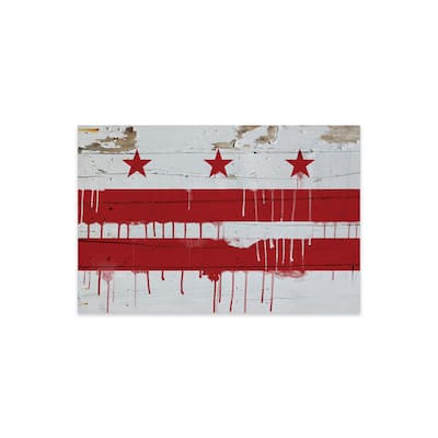 Washington, D.C. Paint Drip City Flag on Wood Planks Print On Acrylic Glass by iCanvas