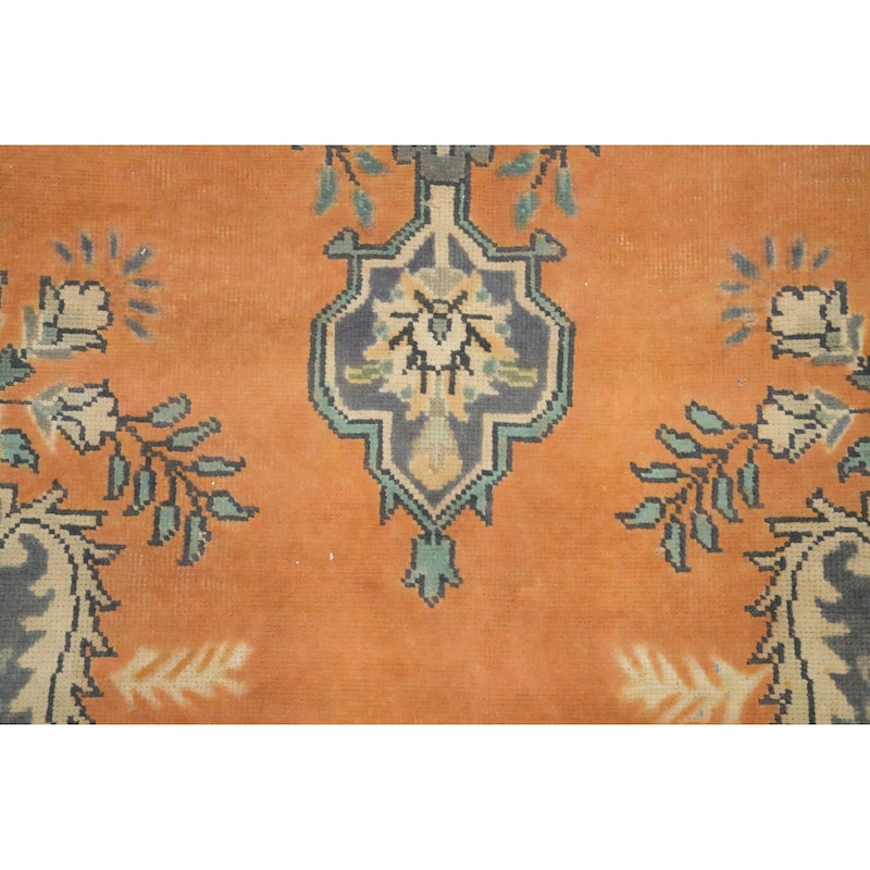 Hand Knotted Oriental 100% Wool Carpet Traditional Floral Oranges & Rust Tabriz Area Rug - 10' 3'' X 7' 0''