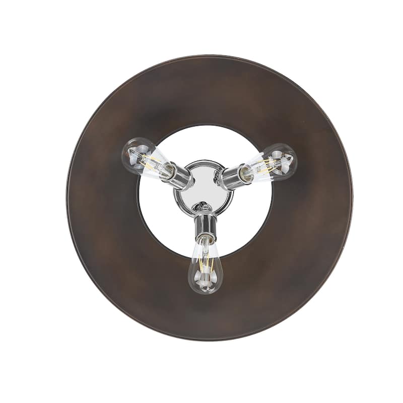 Yep by Golden Lighting Orwell 3-light Flush Mount in Chrome and Rubbed Bronze shade - Silver