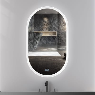 24 in. W x 40 in. H Frameless Oval Anti Fog Dimmable LED Bathroom Mirror - 24" x 40" in.