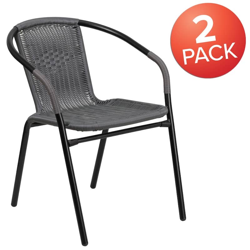 2 Pack Rattan Indoor-Outdoor Restaurant Stack Chair