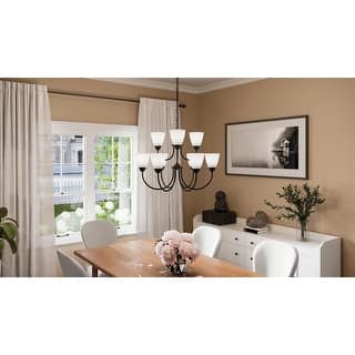 Kichler Lighting Jolie 9-Light Chandelier with Satin Etched Glass in Black