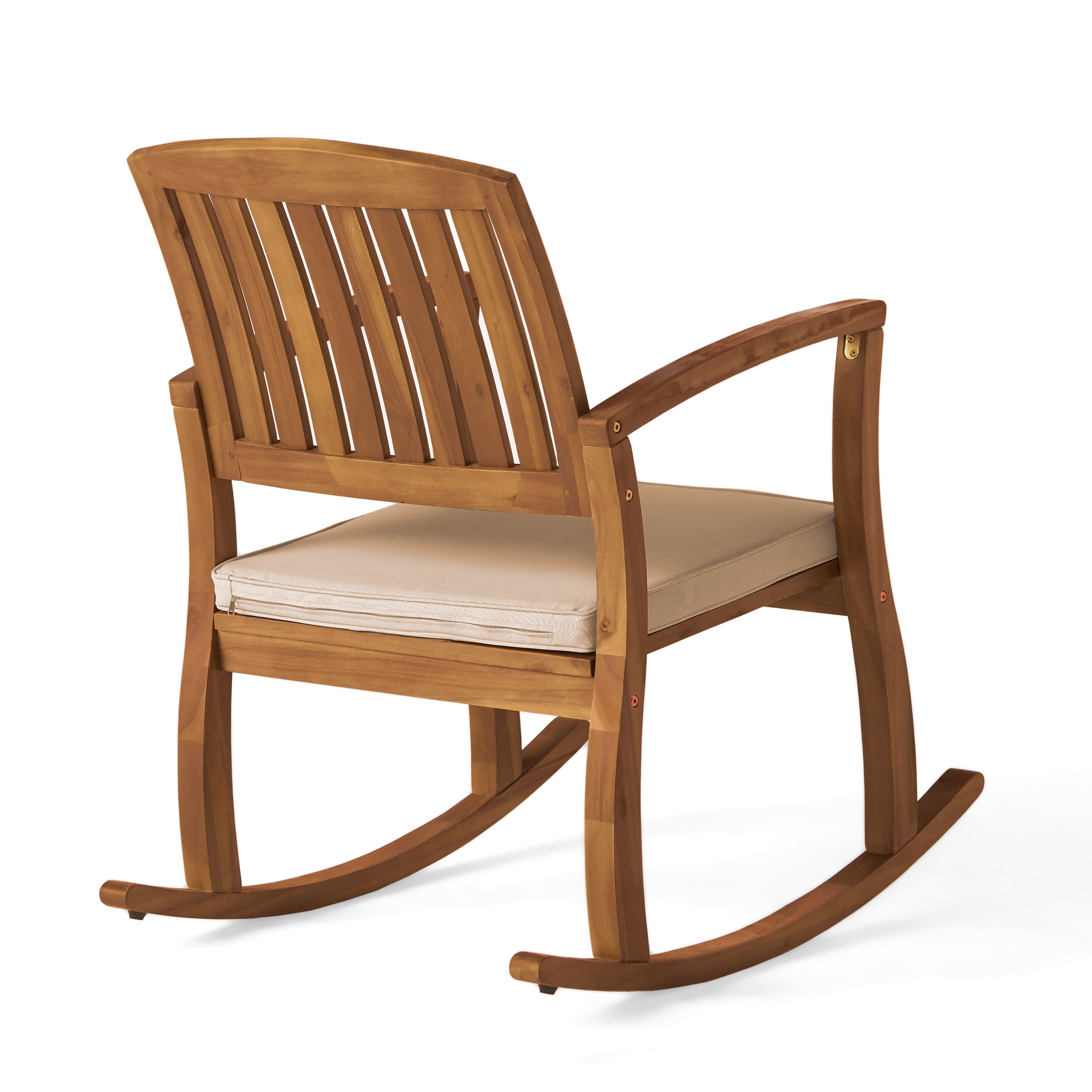 Selma Teak Finish Acacia Rocking Chair with Cushion - Thumbnail 2